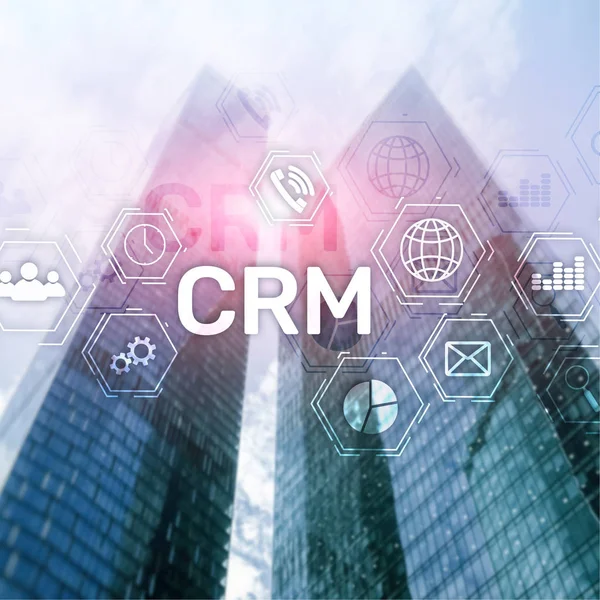 Crm Concept Système Gestion Relation Client Sur Fond Flou Abstrait — Photo