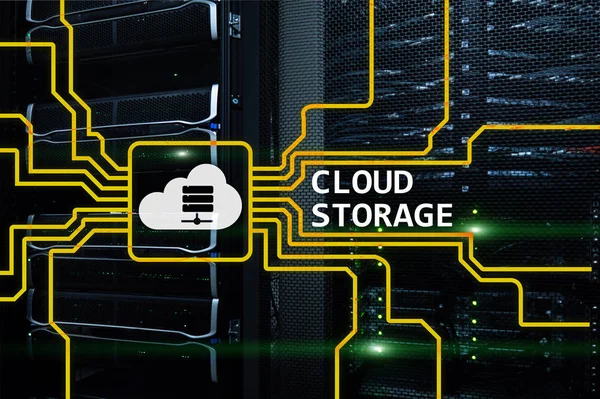 Cloud Data Storage Concept Server Room Background — Stock Photo, Image