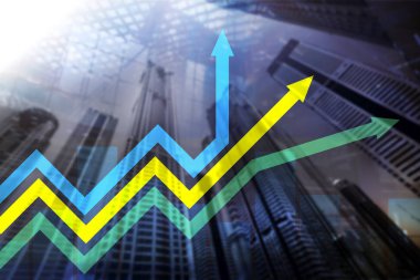 Finansal büyüme okları grafiği. Yatırım ve ticaret kavramı.