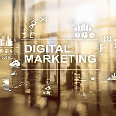 Çift Pozlama arka plan üzerinde dijital pazarlama kavramı.