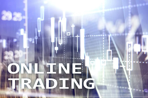 Online Συναλλαγών Forex Επενδυτική Ιδέα Σχετικά Φόντο Θολή Επιχειρηματικό Κέντρο — Φωτογραφία Αρχείου