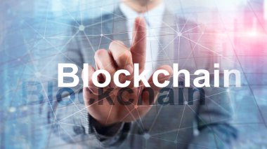 Blockchain teknoloji kavramı sunucu arka planda. Veri şifreleme