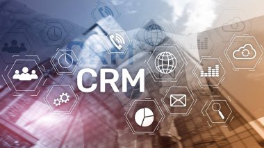 CRM, müşteri ilişkileri yönetimi sistemi kavramı bulanık arka plan üzerinde