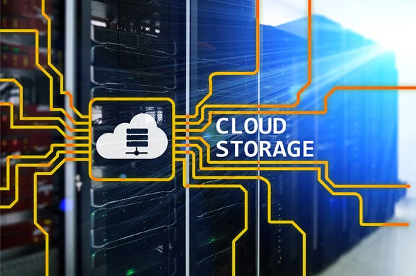 Cloud Data Storage Concept Server Room Background — Stock Photo, Image