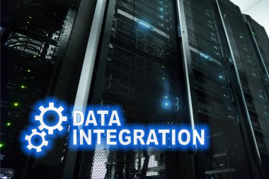 Veri entegrasyon bilgi teknolojisi kavramı sunucu Oda zemin üzerine