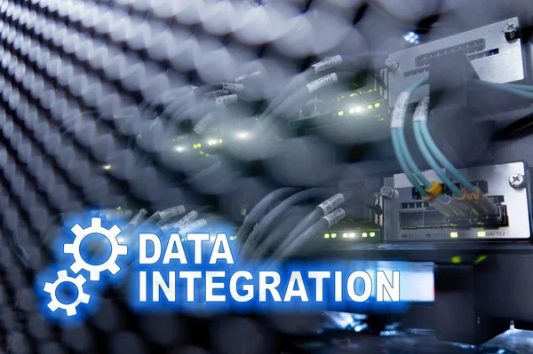 Data Integration Information Technology Concept Server Room Background — Stock Photo, Image