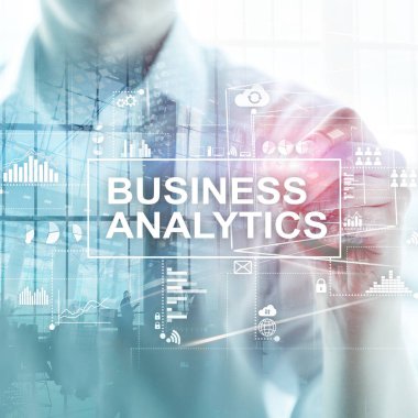 İş analytics kavramı çift pozlama arka plan üzerinde
