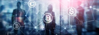 Çift Pozlama kavramı, Bitcoin ve blockchain. Dijital Ekonomi ve ticaret para