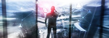 Çift pozlama insan yapısı Hr - insan kaynakları yönetimi ve işe alım kavramı ağ.