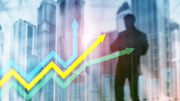 Gráfico Flechas Crecimiento Financiero Concepto Inversión Comercio —  Fotos de Stock