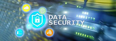 Veri güvenliği, siber suç önleme, dijital bilgi koruma. Kilit kutsal kişilerin resmi ve sunucu Oda arka plan