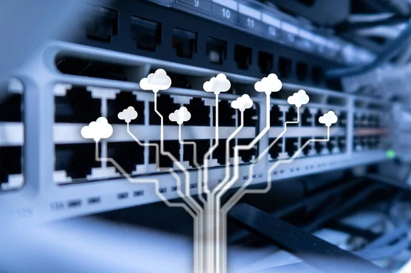 Technologii Sieci Serwer Internet Koncepcja Przechowywania Danych Chmurze — Zdjęcie stockowe