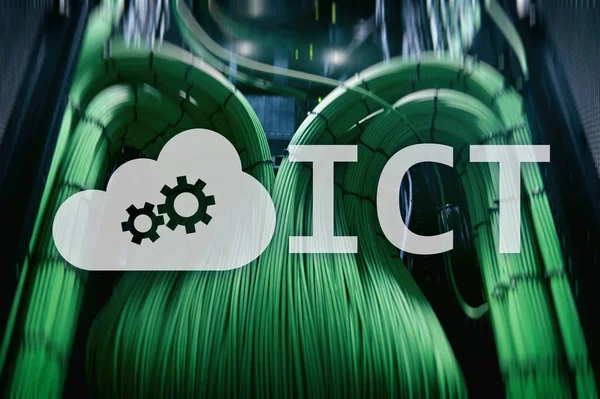 Ict Informatie Communicatie Technologie Concept Server Kamer Achtergrond — Stockfoto