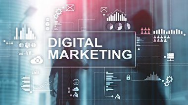 Çift Pozlama arka plan üzerinde dijital pazarlama kavramı