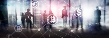 Çift Pozlama kavramı, Bitcoin ve blockchain. Dijital Ekonomi ve ticaret para