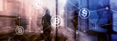 Çift Pozlama kavramı, Bitcoin ve blockchain. Dijital Ekonomi ve ticaret para