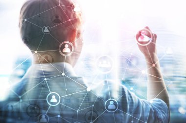 Çift pozlama insan yapısı Hr - insan kaynakları yönetimi ve işe alım kavramı ağ.