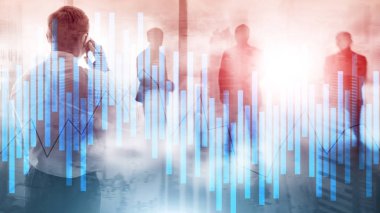 Mum grafik, mali grafik arka plan bulanık arka plan üzerinde ticaret ve yatırım konseptiyle