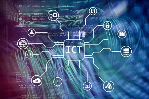 Tic Concepto Tecnología Información Las Comunicaciones Fondo Sala Servidores — Foto de Stock