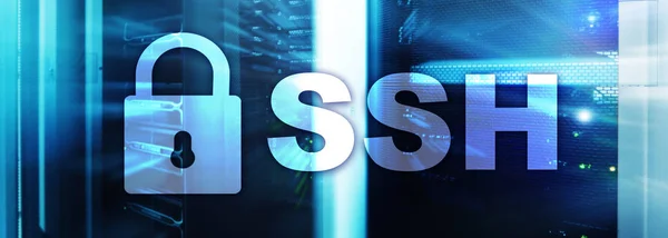 SSH, Secure Shell protocol and software. Data protection, internet and telecommunication concept