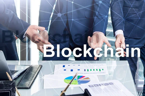 Blockchain Technologie Konzept Auf Server Hintergrund Datenverschlüsselung — Stockfoto