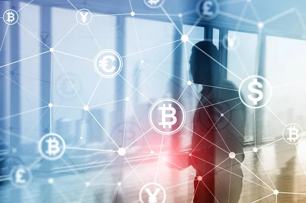 Çift Pozlama kavramı, Bitcoin ve blockchain. Dijital Ekonomi ve ticaret para