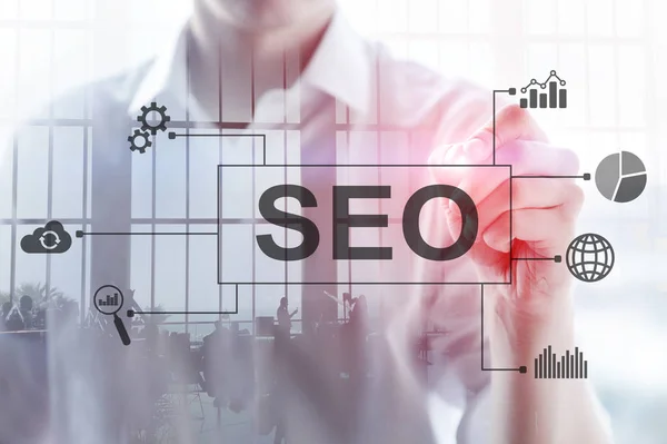 Seo Search Engine Optimization Digital Marketing Internet Technology Concept Blurred — Stock Photo, Image