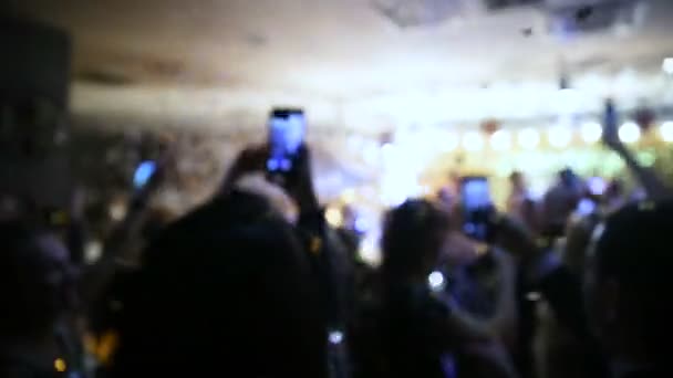Celebração Ano Novo Discoteca Banquete Pessoas Desfocadas Dança Fundo — Vídeo de Stock