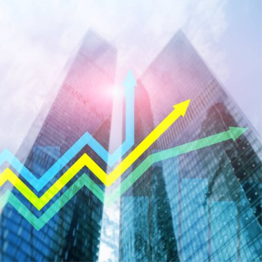 Finansal büyüme okları grafiği. Yatırım ve ticaret kavramı