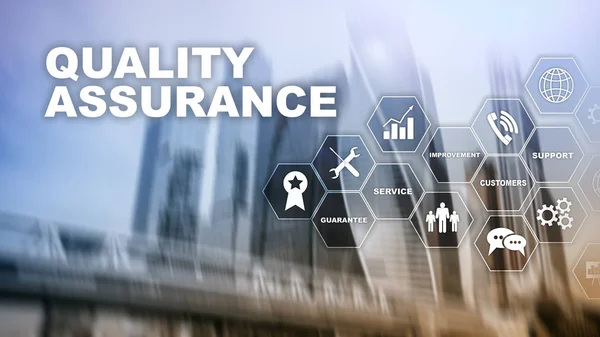 Das Konzept Der Qualitätssicherung Und Auswirkungen Auf Unternehmen Qualitätskontrolle Dienstleistungsgarantie — Stockfoto