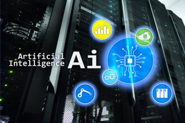 AI, yapay zeka, otomasyon ve modern bilgi teknolojisi kavramı sanal ekran üzerinde