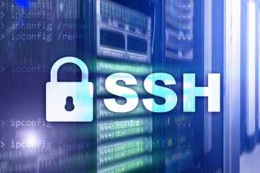 SSH, Secure Shell protocol and software. Data protection, internet and telecommunication concept clipart