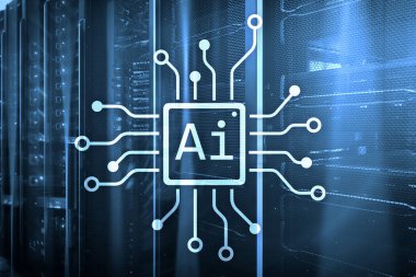 AI, yapay zeka, otomasyon ve modern bilgi teknolojisi kavramı sanal ekran üzerinde