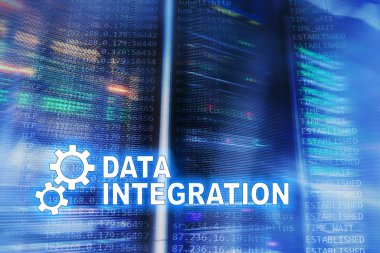 Veri entegrasyon bilgi teknolojisi kavramı sunucu Oda zemin üzerine.