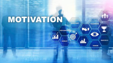 İş öğeleri ile motivasyon kavramı. İş takım. Mali kavramı üzerinde arka plan bulanık. Karışık teknik