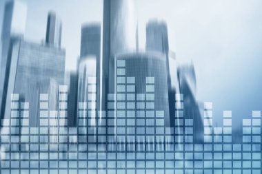 Mali grafik üzerinde bulanık gökdelen office arka plan.