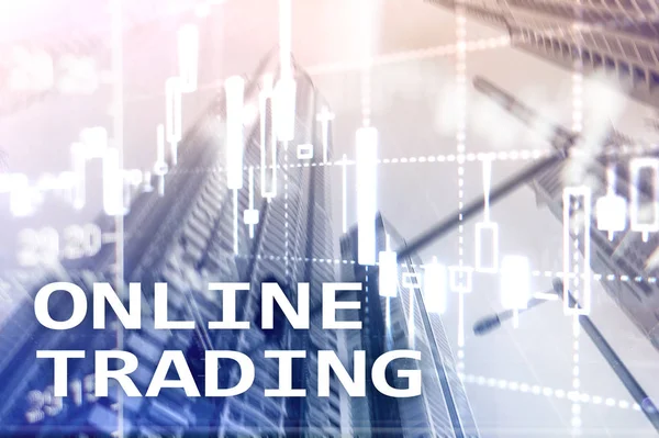 Online Συναλλαγών Forex Επενδυτική Ιδέα Σχετικά Φόντο Θολή Επιχειρηματικό Κέντρο — Φωτογραφία Αρχείου