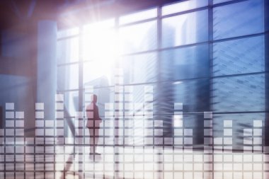 Mali grafik üzerinde bulanık gökdelen office arka plan.