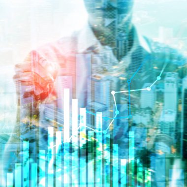 Finansal büyüme grafiği. Satış artışı, pazarlama stratejisi.