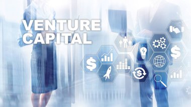 Sanal ekranda Venture Capital. İş, Teknoloji, İnternet ve ağ konsepti. Soyut arkaplan.
