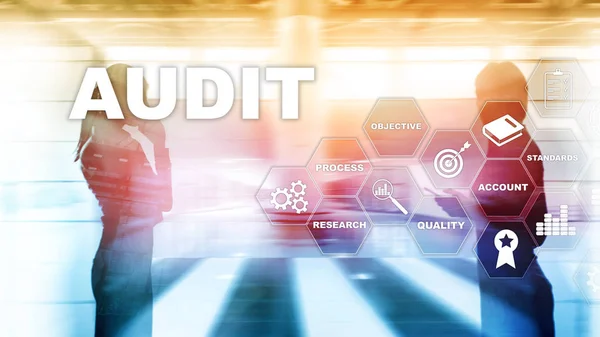 Audit business and finance concept. nalysis Annual Financial Statements, Analyze return on investment. Mixed media abstract background — Stock Photo, Image