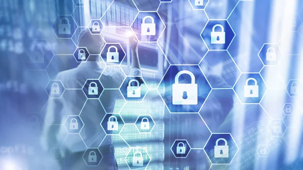 Cibersegurança, privacidade da informação, proteção de dados, vírus e defesa de spyware — Fotografia de Stock