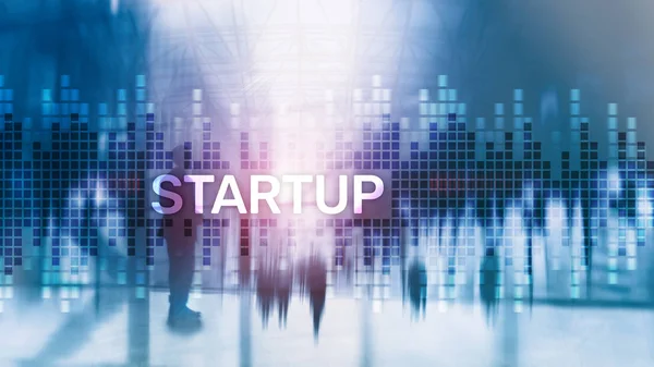 Startup concept with double exposure diagrams blurred background. — Stock Photo, Image