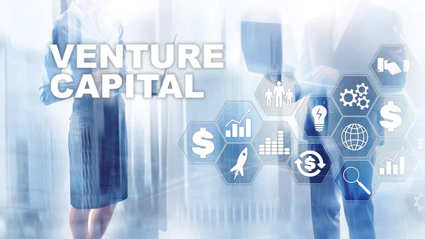 Riskkapital på virtuell skärm. Affärsidé, teknik, Internet och nätverkskoncept. Abstrakt bakgrund. — Stockfoto