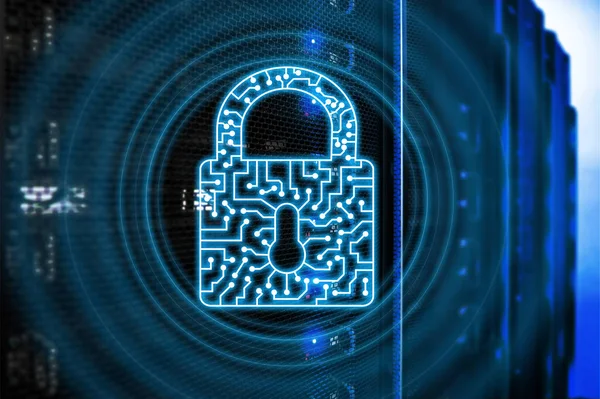 Значок блокування кібербезпеки Інформація конфіденційність захист даних Інтернет та концепція технології . — стокове фото