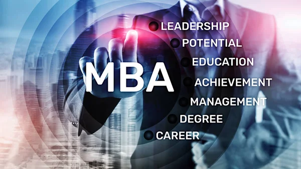 MBA - Master of business administration, e-learning, education and personal development concept.