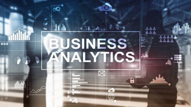 İş analytics kavramı çift pozlama arka plan üzerinde