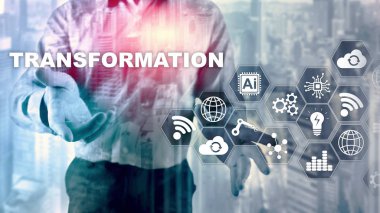 İş Dönüşümü. Gelecek ve İnovasyon İnternet ve ağ konsepti. Soyut iş geçmişi. Karışık Ortam.