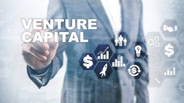 Sanal ekranda Venture Capital. İş, Teknoloji, İnternet ve ağ konsepti. Soyut arkaplan.
