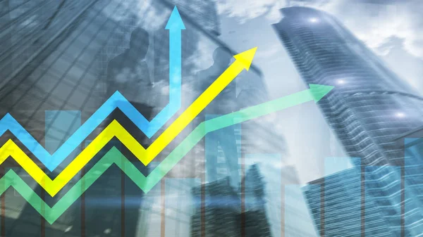 Finansal büyüme okları grafiği. Yatırım ve ticaret kavramı